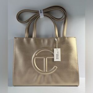 Telfar Medium Metallic Gold Shopping Bag